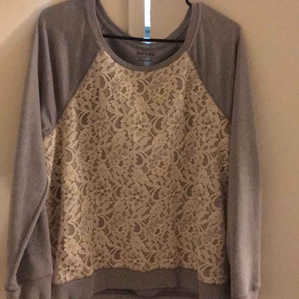 Light, grey with lacy front sweater